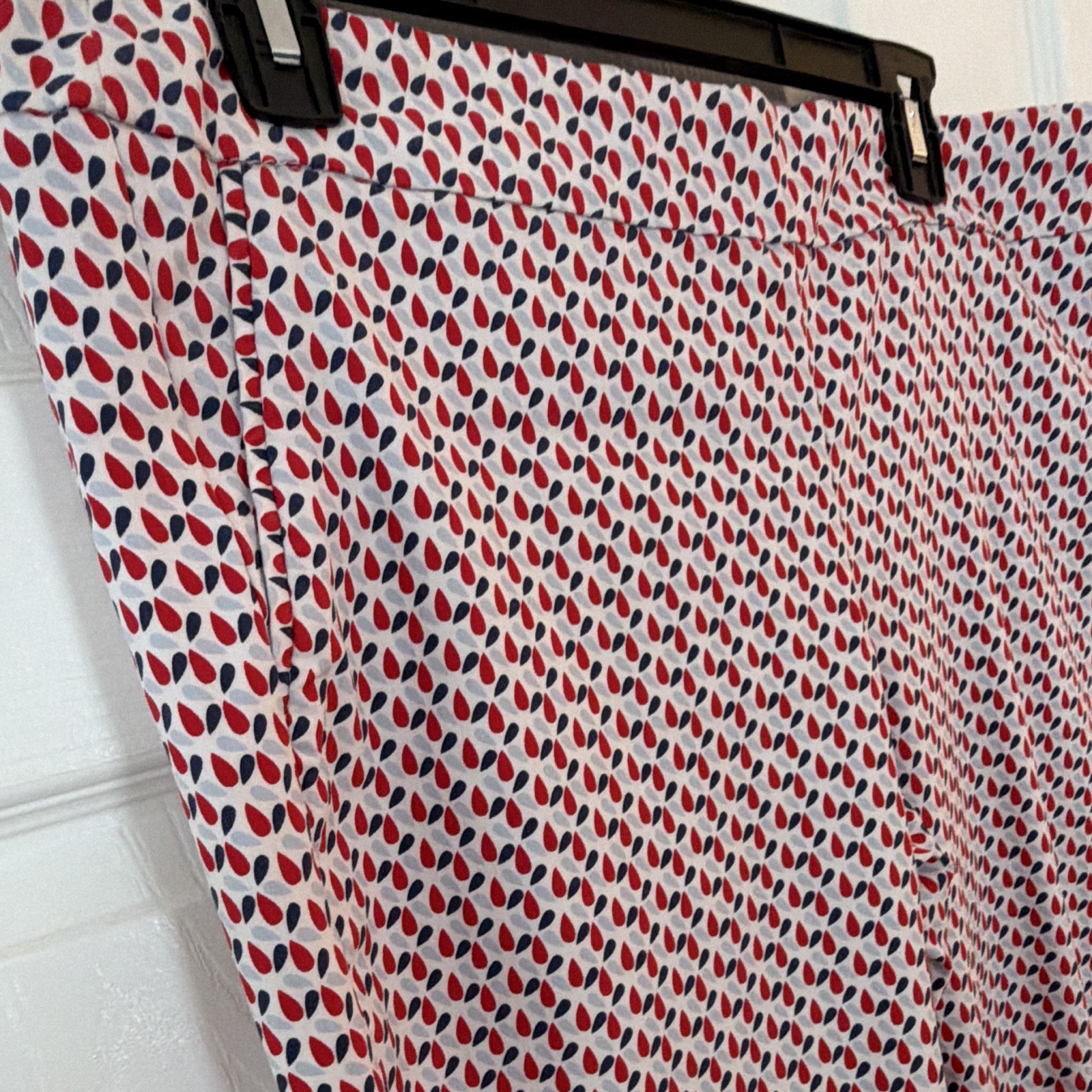 Carolina Belle Women’s Geometric Pants w/ Pockets Red White Blue Size 14