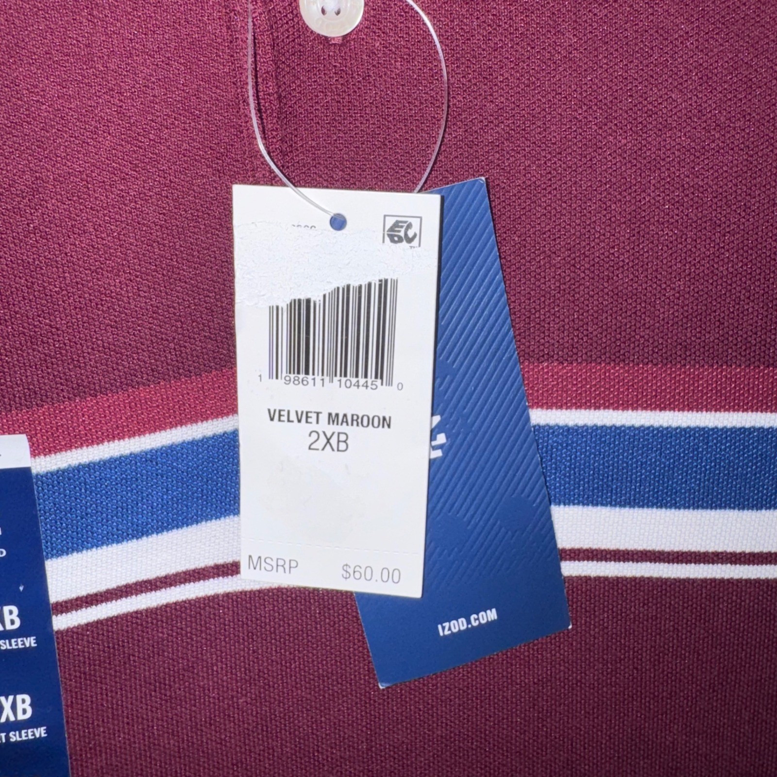 IZOD Advantage Performance Polo Mens Stretch Maroon 2XB NEW