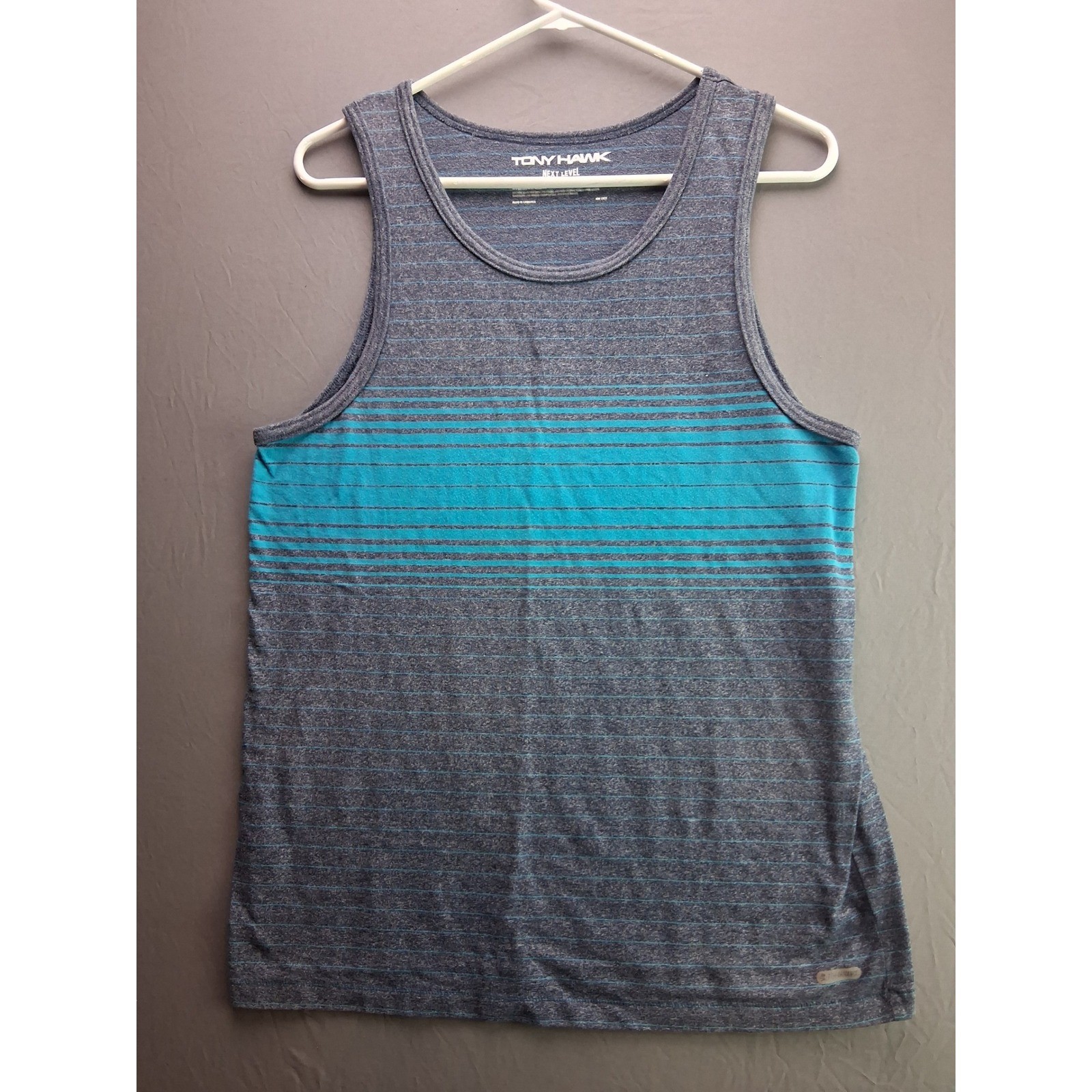 Tony Hawk Tank Top Next Level Series Size M Blue Teal Striped Performance Shirt