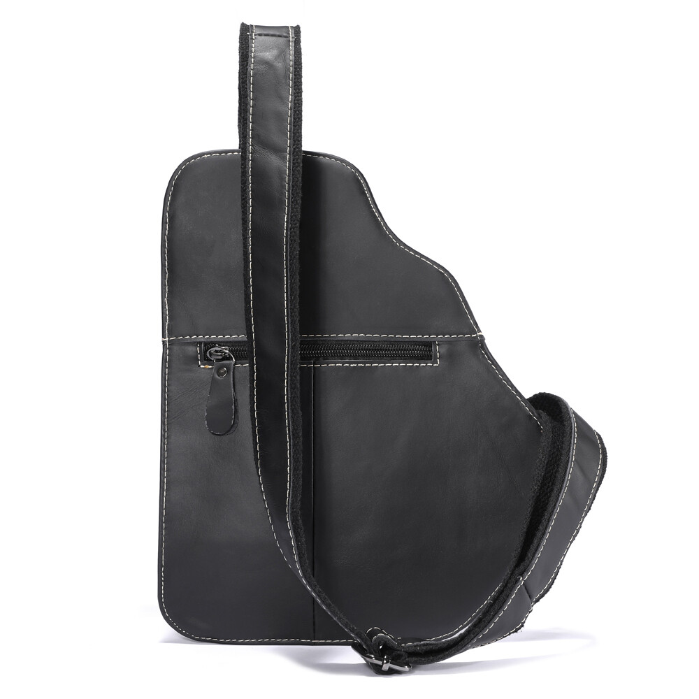 Men Genuine Leather Crossbody Bag Casual Daily Small Shoulder Bag Multi Pockets