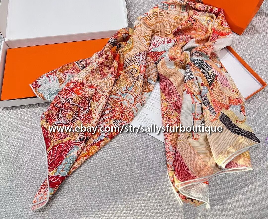 Boutique 80% Cashmere 20% Silk Wrap Scarf Rainbow Print Square Shawl 53″