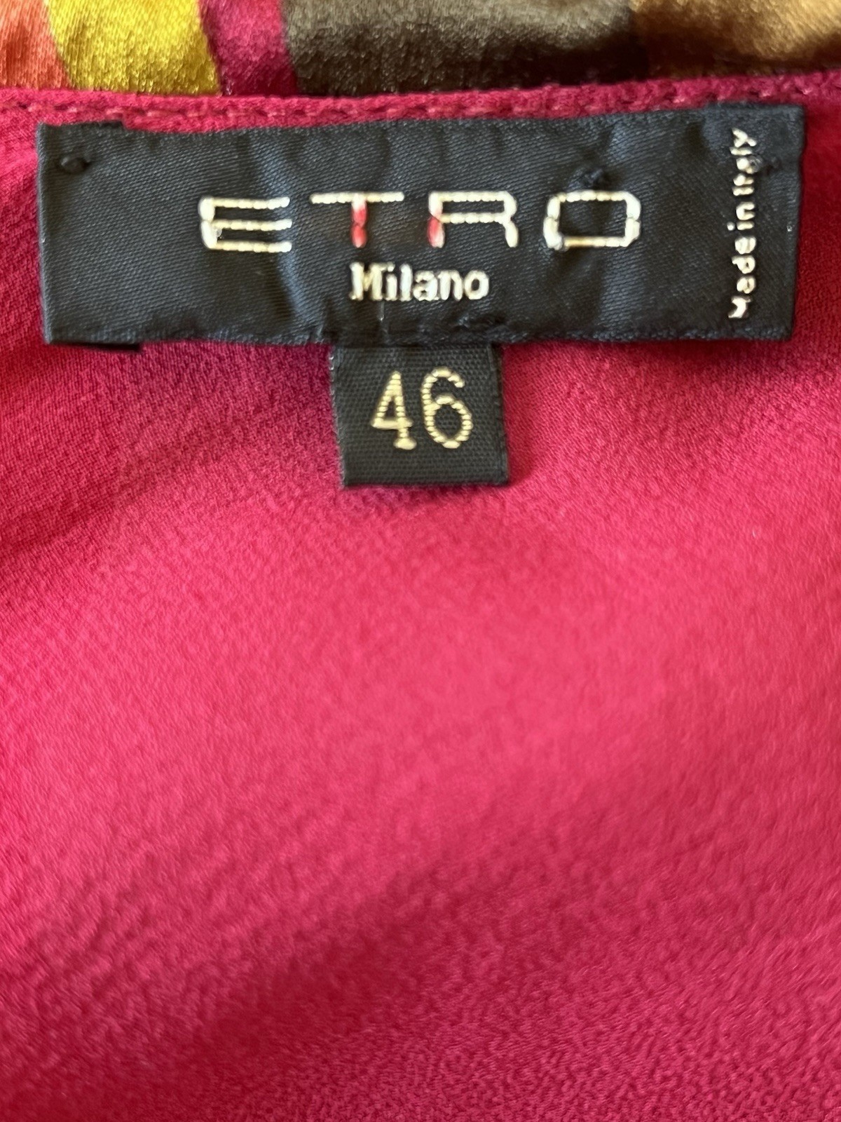 ETRO Milano Italy Silk Dress 46 Geometric Party Cocktail Wedding Guest Luxury