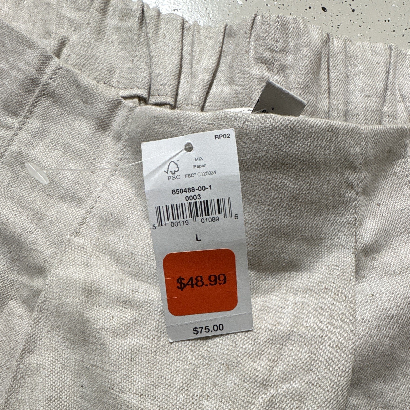 Banana Republic Linen Blend Pleated Bermuda Shorts Pockets Elastic Waist L Beige
