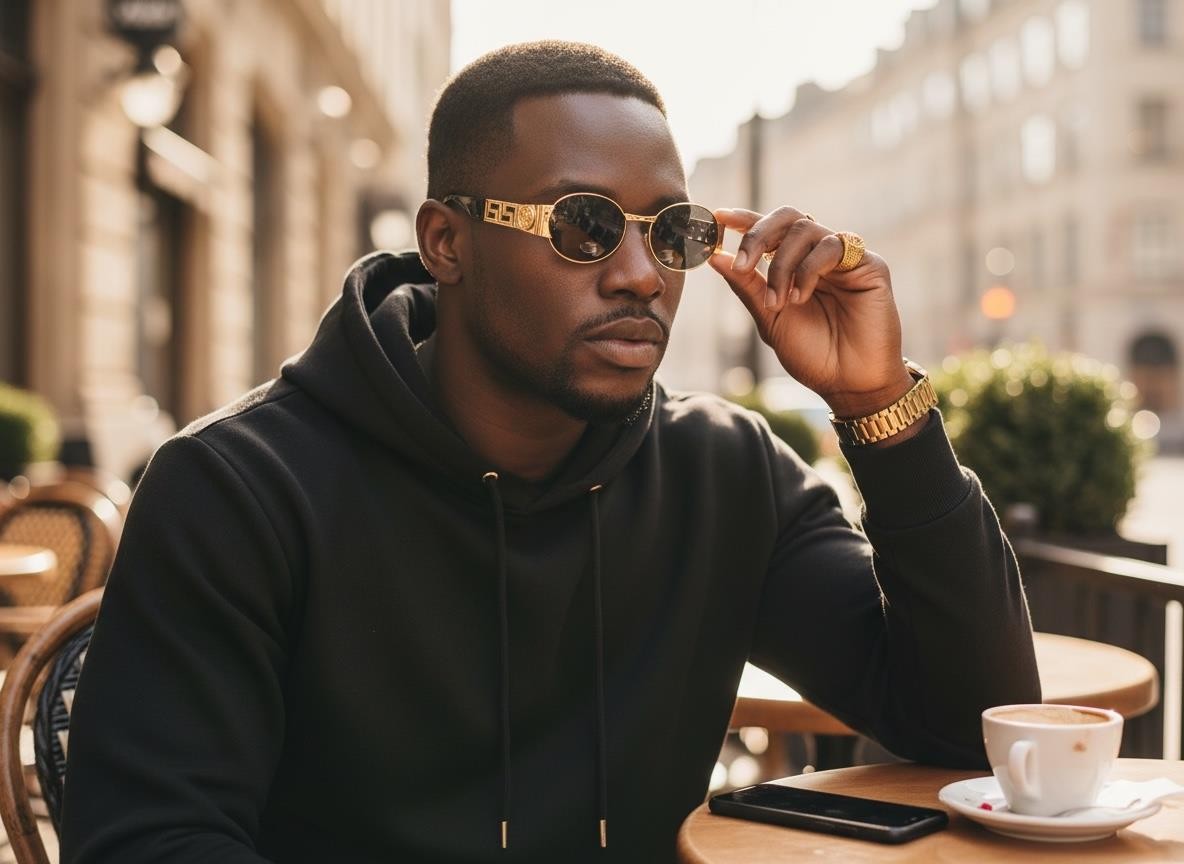 Classic Retro Hardcore Hip Hop Rapper Pimp SUNGLASSES Oval Gold Frame Dark Lens