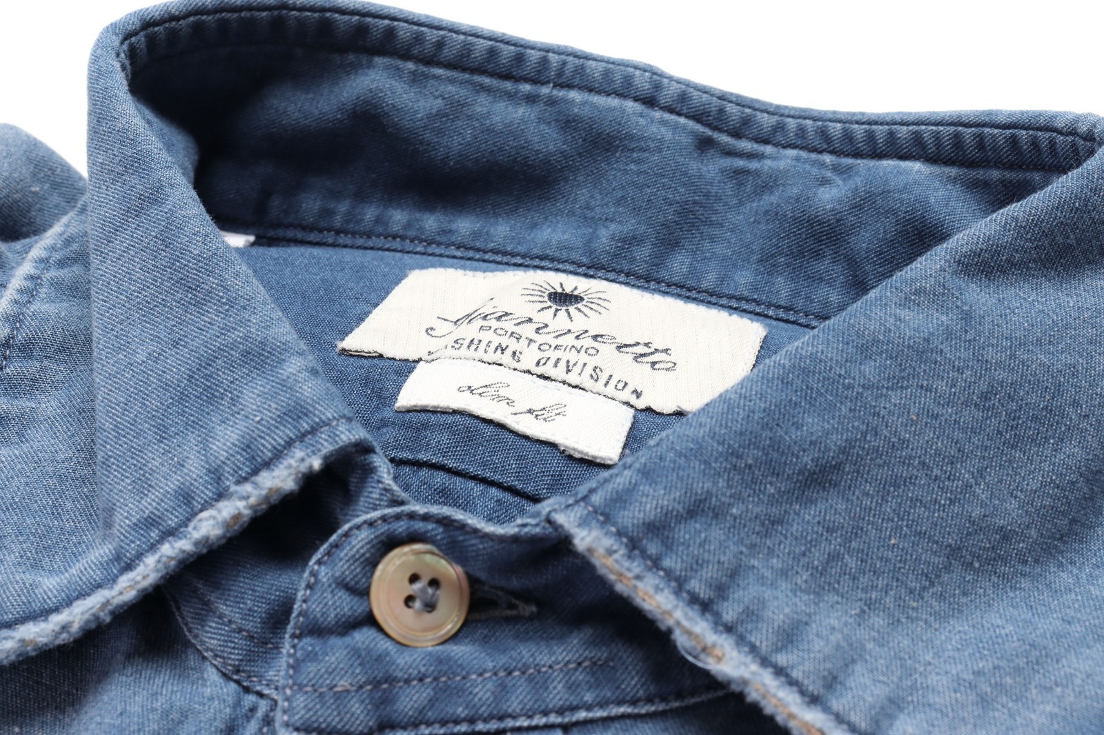 NWT GIANNETTO PORTOFINO SHIRT L blue denim luxury Italy 39 15 1/2 slim