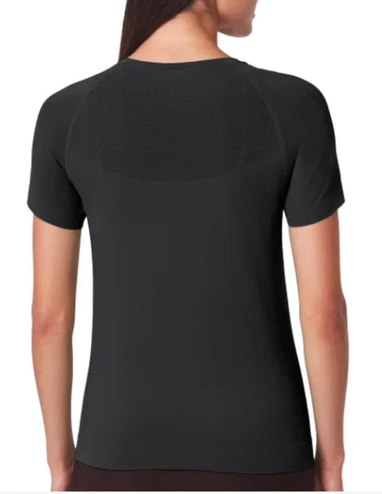 Mondetta Women’s Fitted Active Seamless Short Sleeve T-Shirt, Black, Size XL