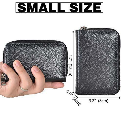 Easyoulife Genuine Leather Credit Card Holder Zipper Wallet With 26 Card Slots