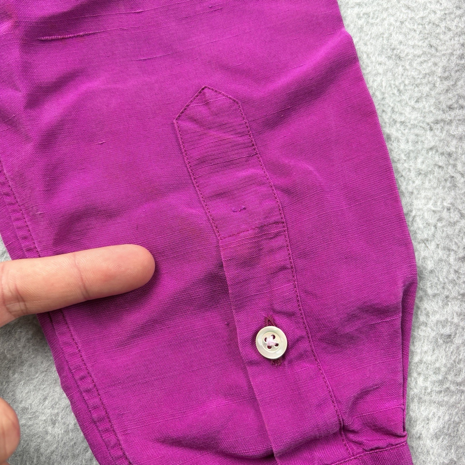 Ralph Lauren Purple Label Button Up Shirt Mens Medium Magenta 100% Silk Italy