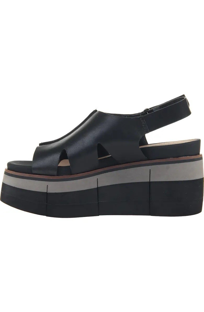 Naked Feet Geo Platform Genuine Leather Wedge Sandal Womens Size 8.5