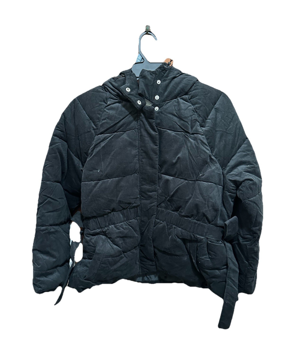 Free Assembly Girls Black Corduroy Padded Puffer Jacket Full Zip L (12-14)