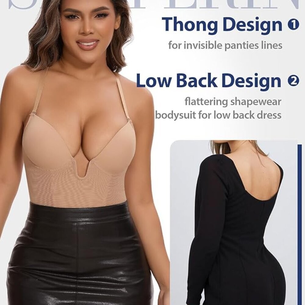 SHAPERIN Backless Shapewear Strapless Bodysuit Bra Fajas