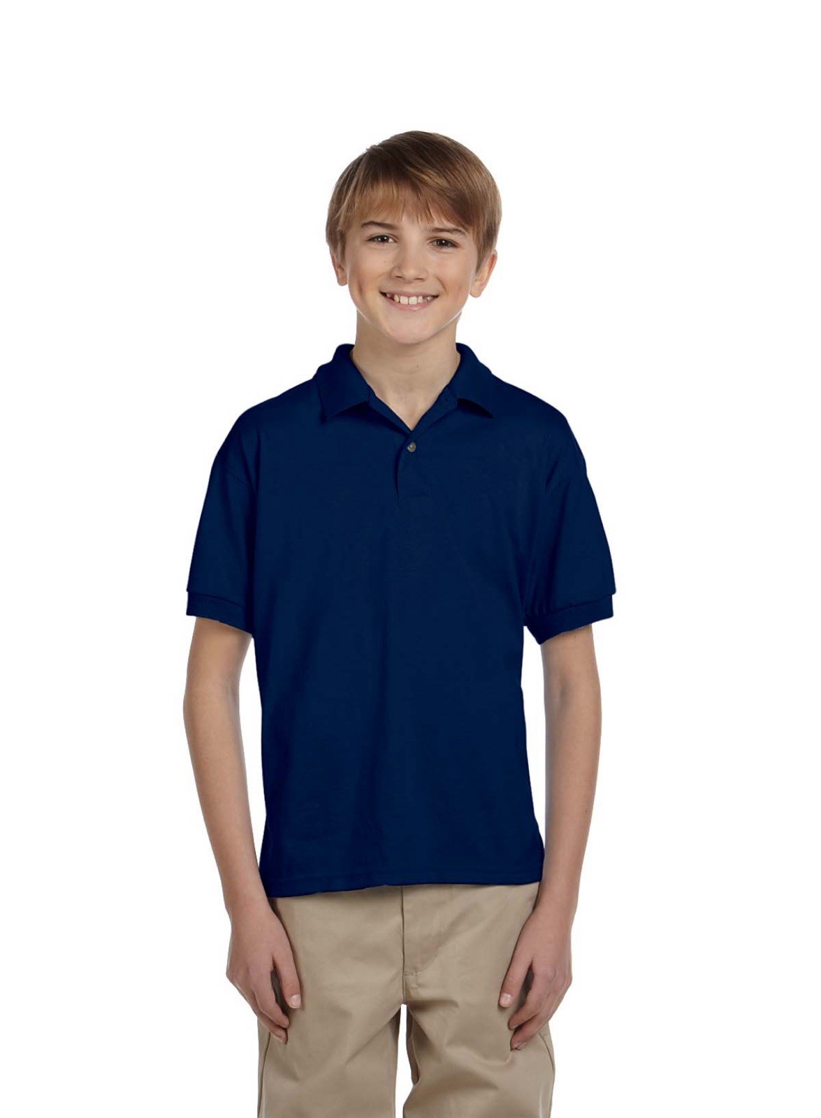 NEW Gildan Youth Polo Shirt Short Sleeve DryBlend 50/50 Sport G880B Navy blue