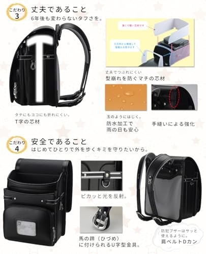 Japanese Premium Randoseru Backpack for Adults Everyday Work Fashion -Black –