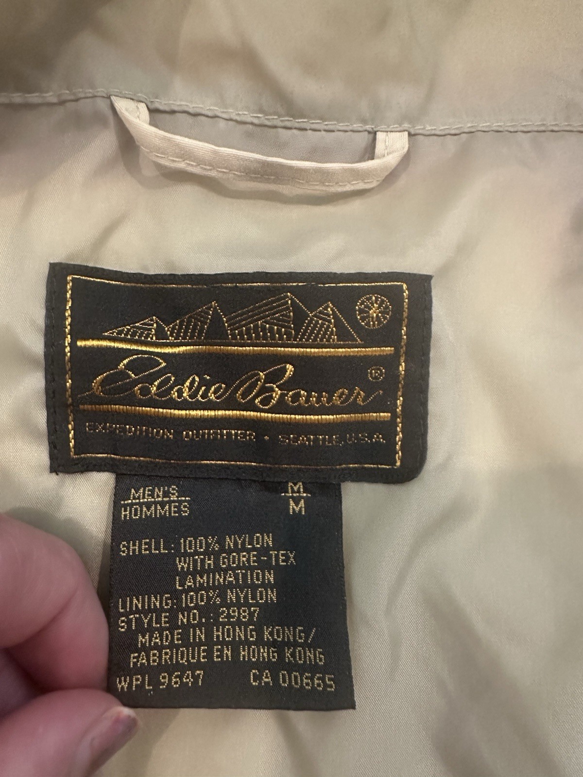 Vintage Eddie Bauer Men’s M RainJacket Beige made in Hong Kong