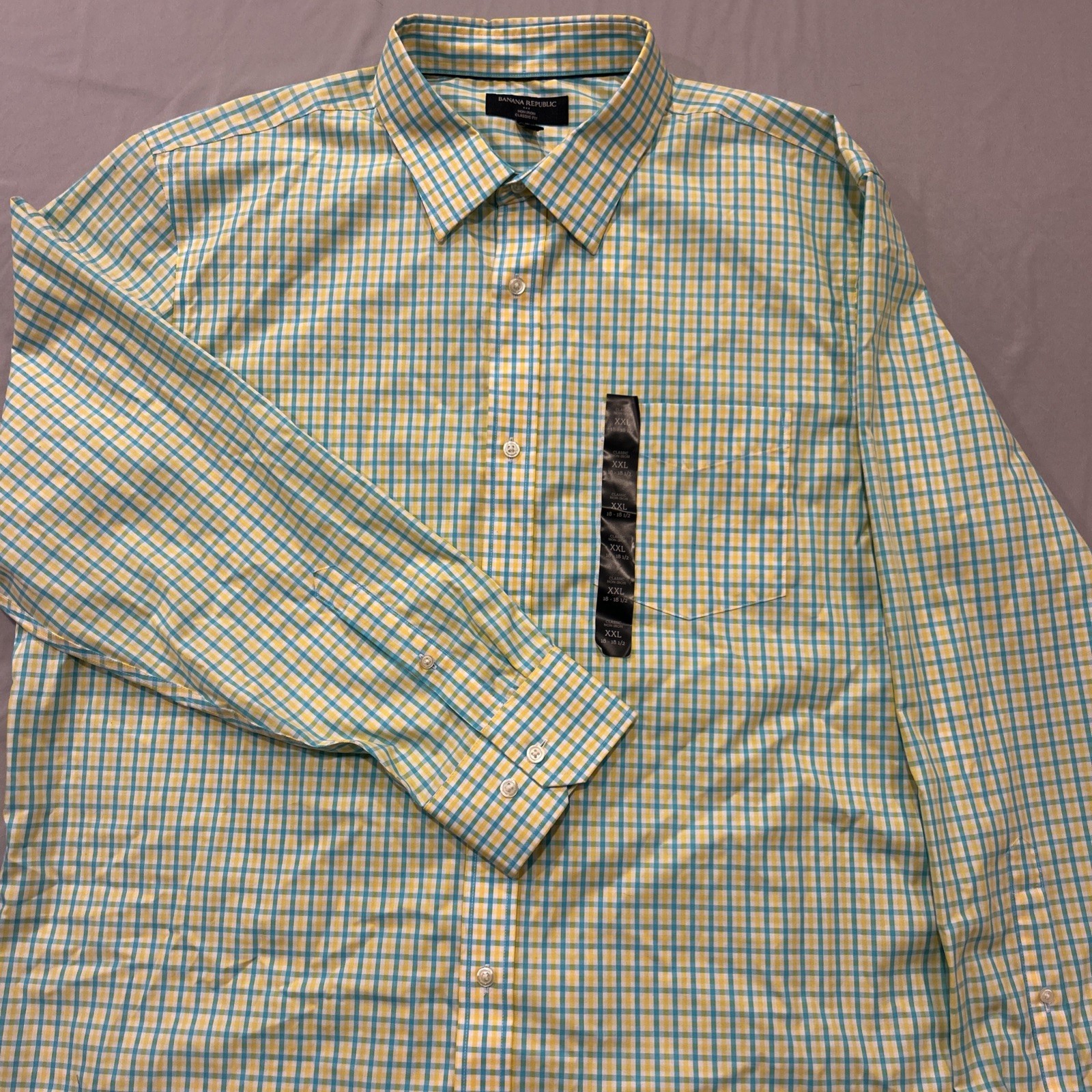 Banana Republic Mens ClassicFit Non-Iron Button-Up Long Sleeve Check Shirt Large