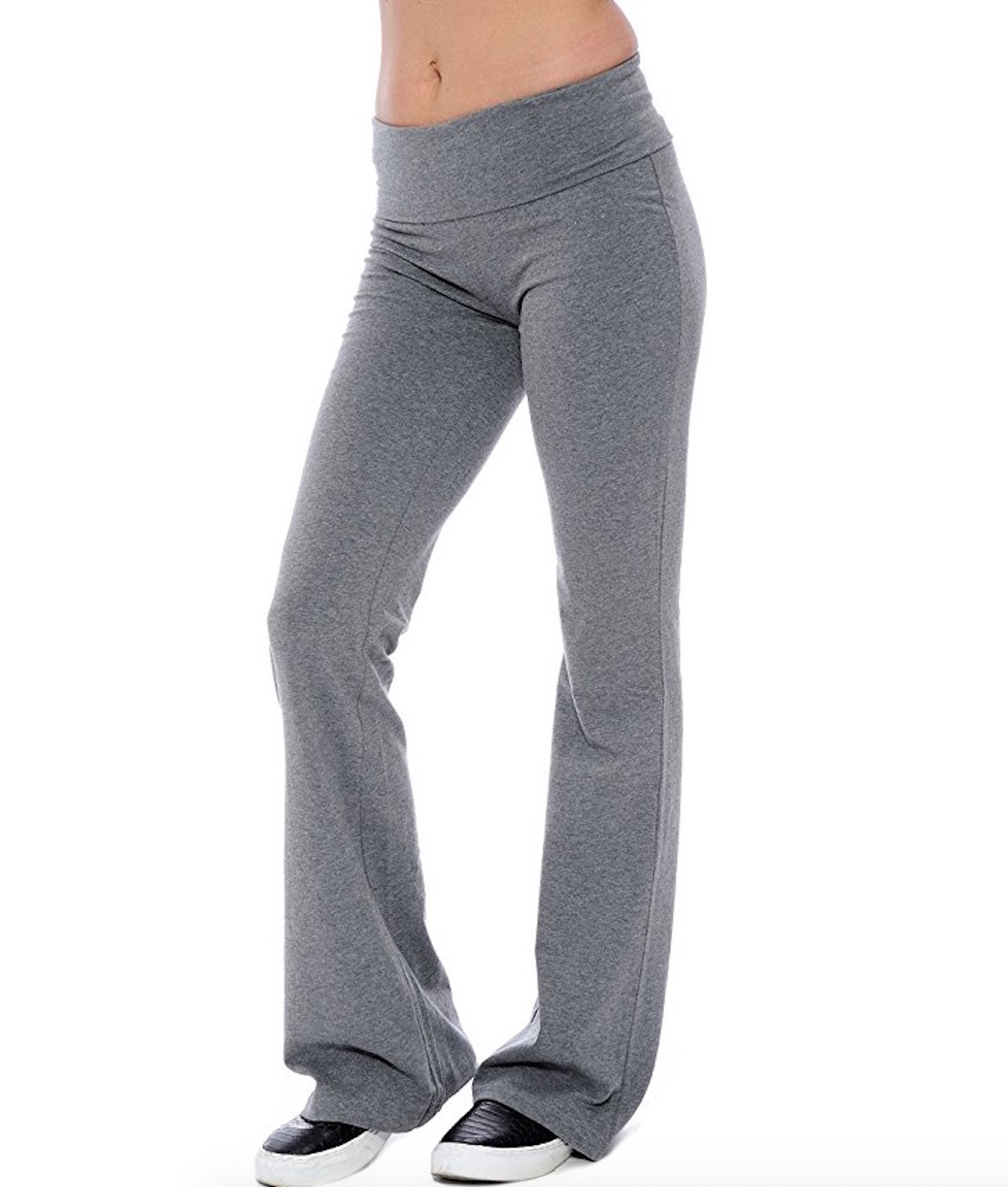 Lot 1 2 3 4 Pieces Fold-over Waistband Stretchy Cotton-blend Yoga Pants Flare