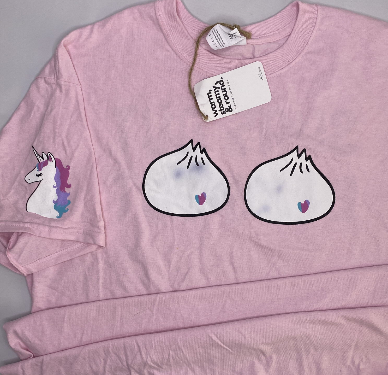 Suns Out Buns Out Shirt Sz L Momma Fung Unicorn Limited Edition Tee Pink NWT