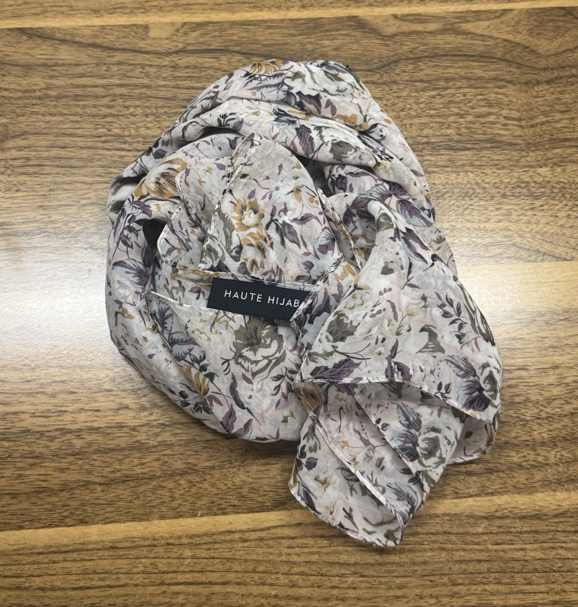 HAUTE HIJAB Women’s Floral Square Scarf Gray Purple Beige White