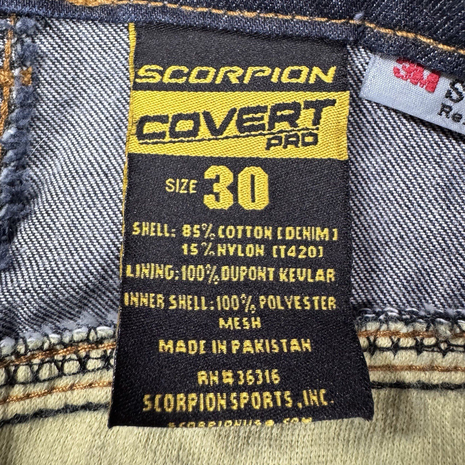 Scorpion Covert Pro Dark Wash Motorcycle Jeans Kevlar Lined 30×33 Reflective