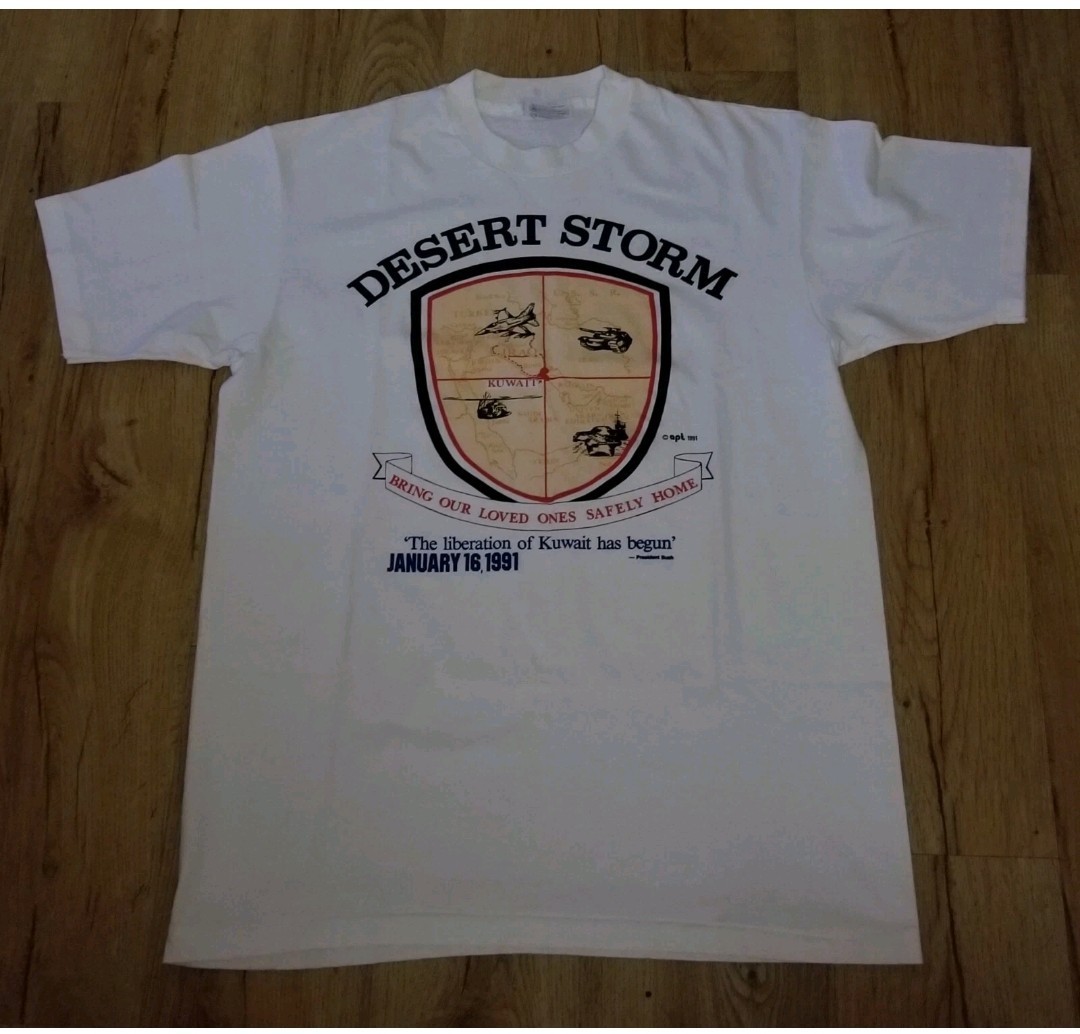 Gulf War 1991 Desert Storm T-Shirt Men’s Size-Large 1/16/91 President Bush New