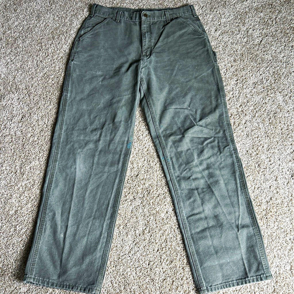Carhartt B11-MOS Men’s Loose Original Fit Carpenter Canvas Pants Green 36×34