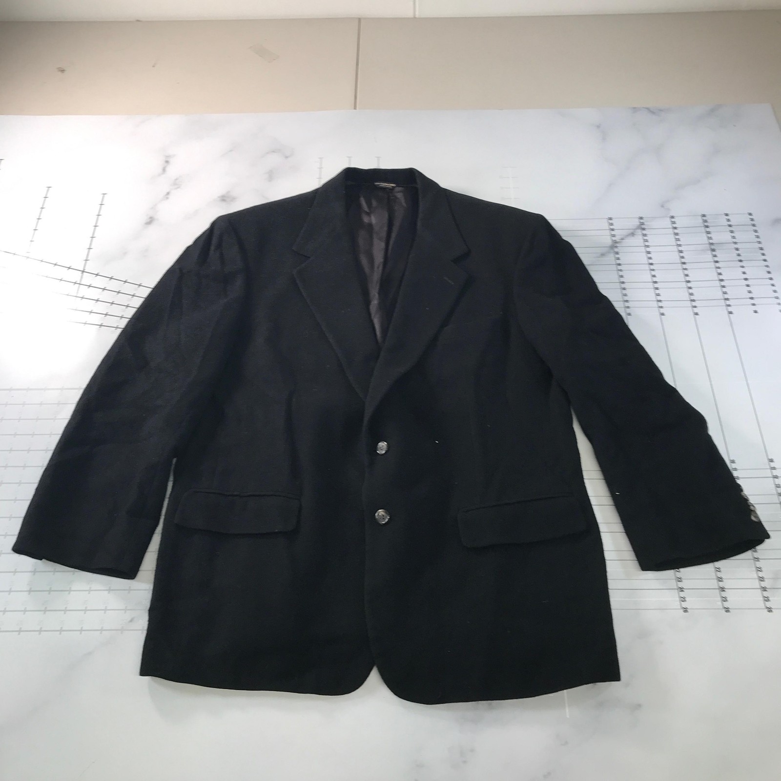 Vintage Bill Blass Blazer Sport Coat Mens 44 Black Camel Hair Classic Fit USA