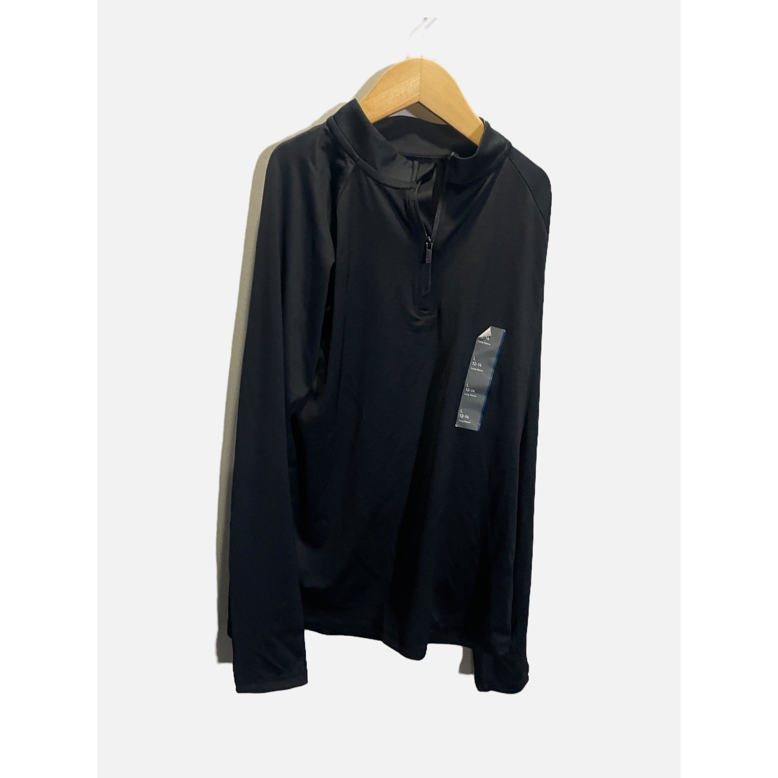 All in Motion 1/4 Zip Pullover Boys L 12-14 Black Moisture Wicking Active Top