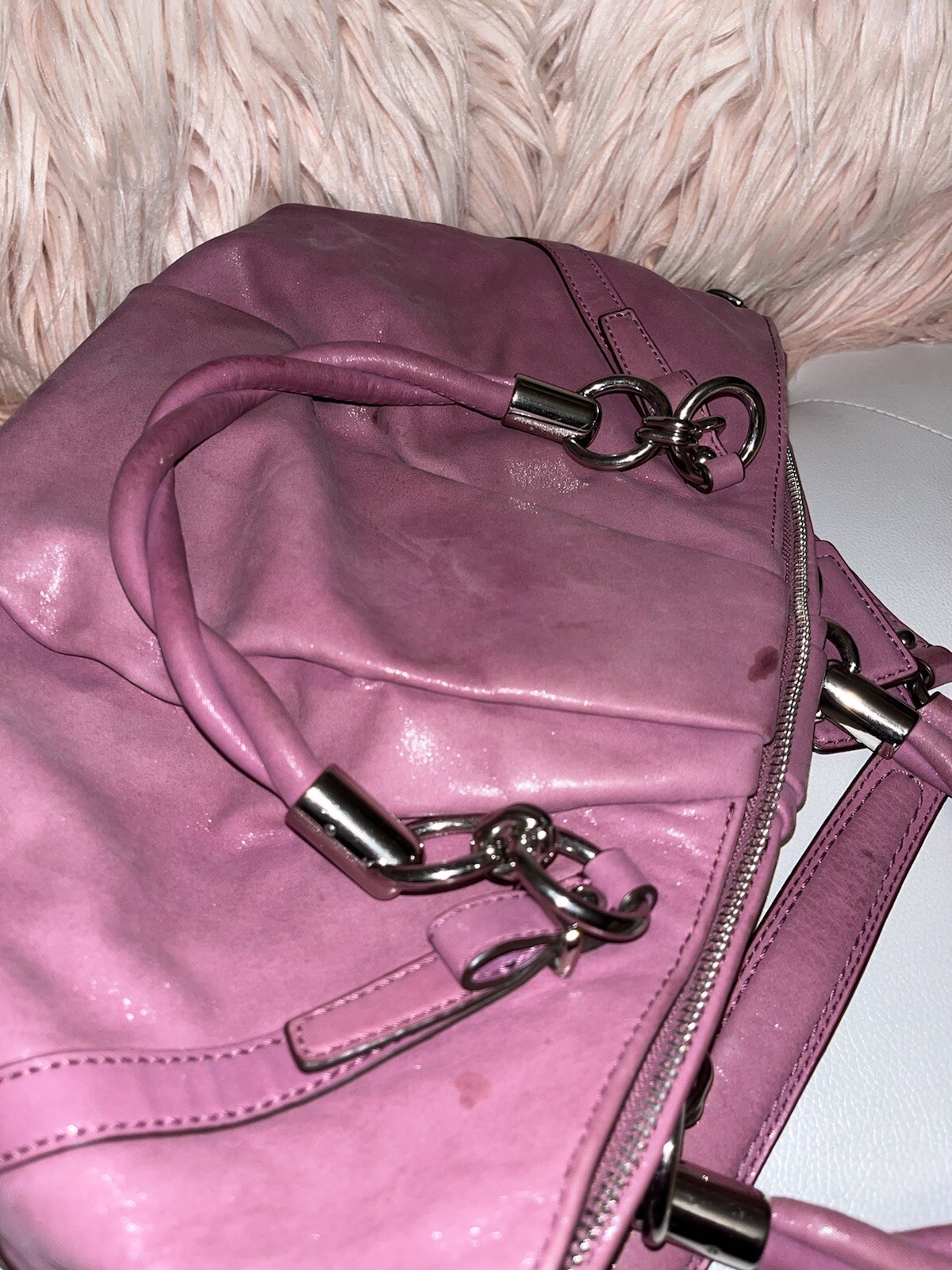 Coach Madison Sophia Medium Pink Berry Leather Satchel Handbag $398
