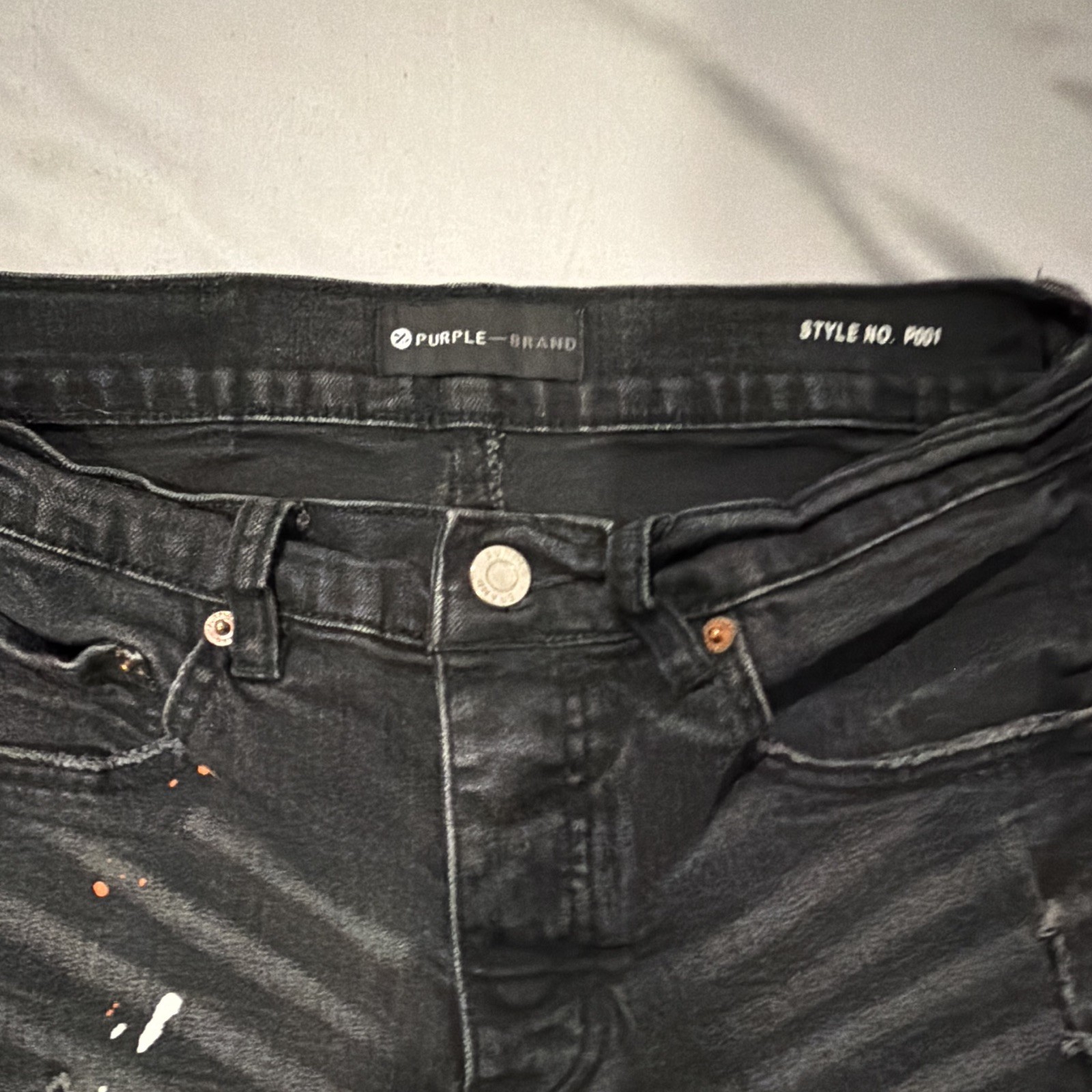 Purple Brand Men’s Black Dark Wash Slim Skinny Distressed Denim 5-Pocket Jeans