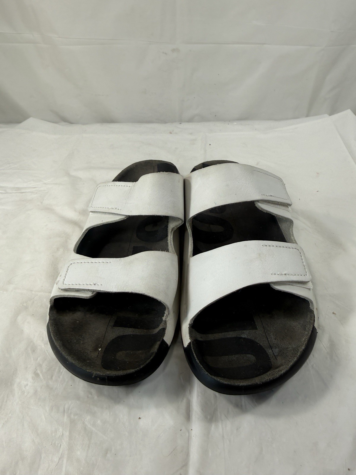 Ecco 2nd Cozmo 2 Band Leather Slide White Sandal Size 6-6.5