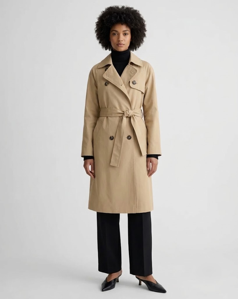 NWT Everlane The Modern Trench in Cornstalk Khaki Twill Cotton Belted Coat XS