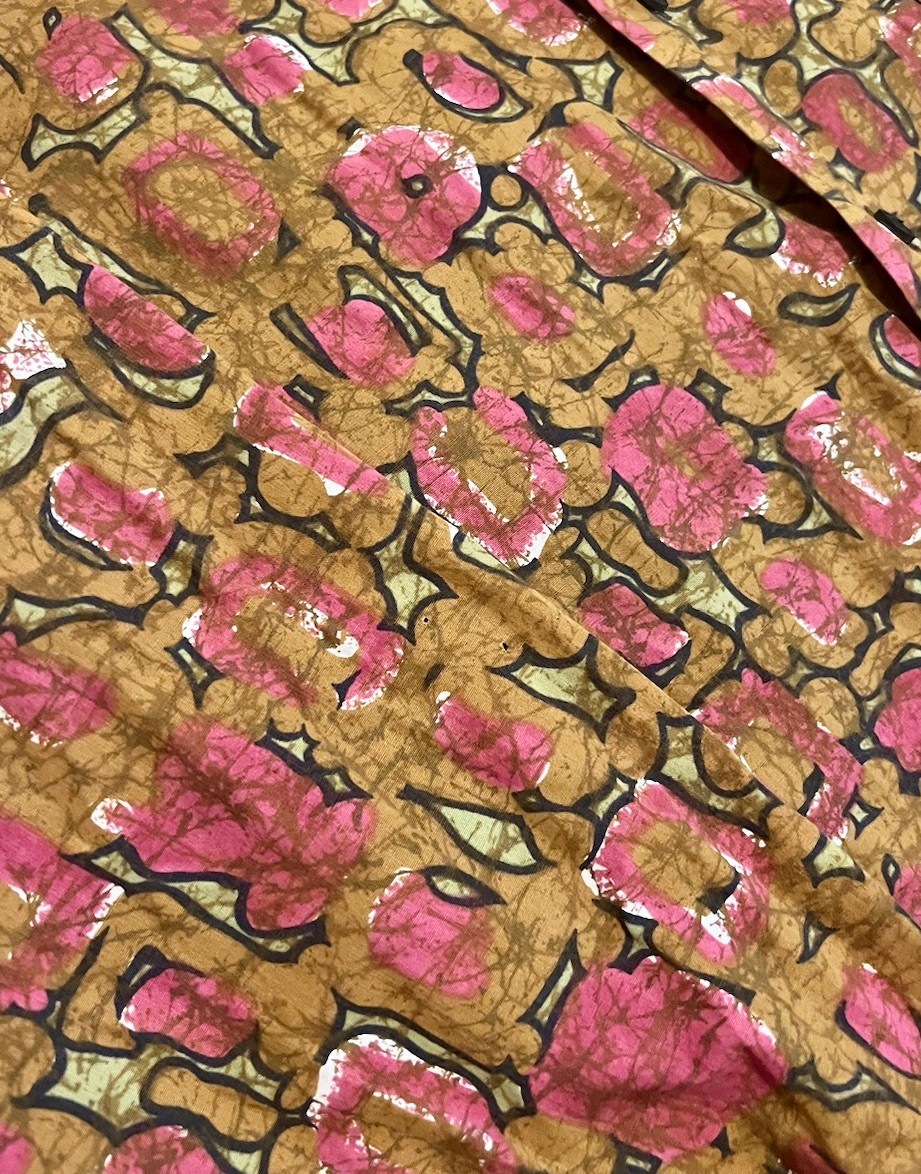 VTG 1950’s Ross Sutherland Made Hawaii Poly LONG SLEEVE SHIRT XL Brown/Pink