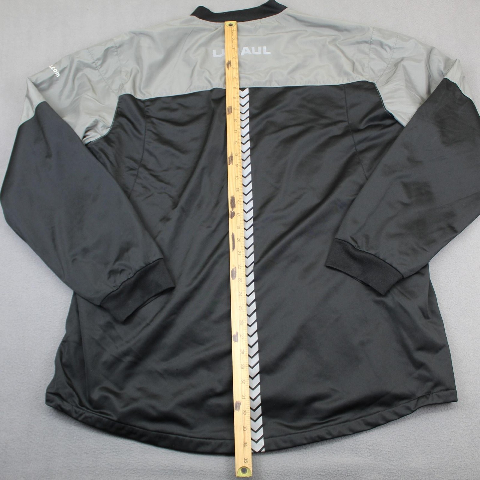 U-Haul Jacket Mens 4XL Black Gray Windbreaker Full Zip Reflective Lined Workwear