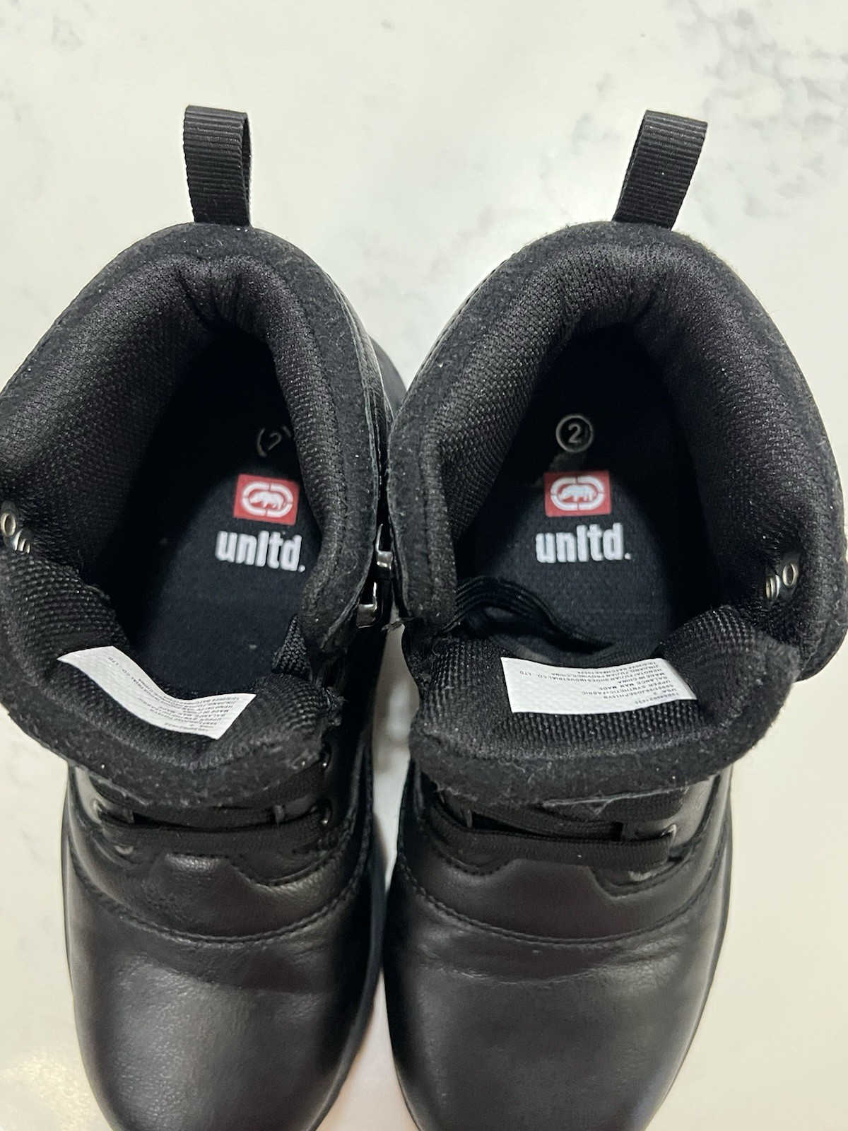 Unltd. Boy Boots Size 2. Color Is Black/brown Boots. Rubber