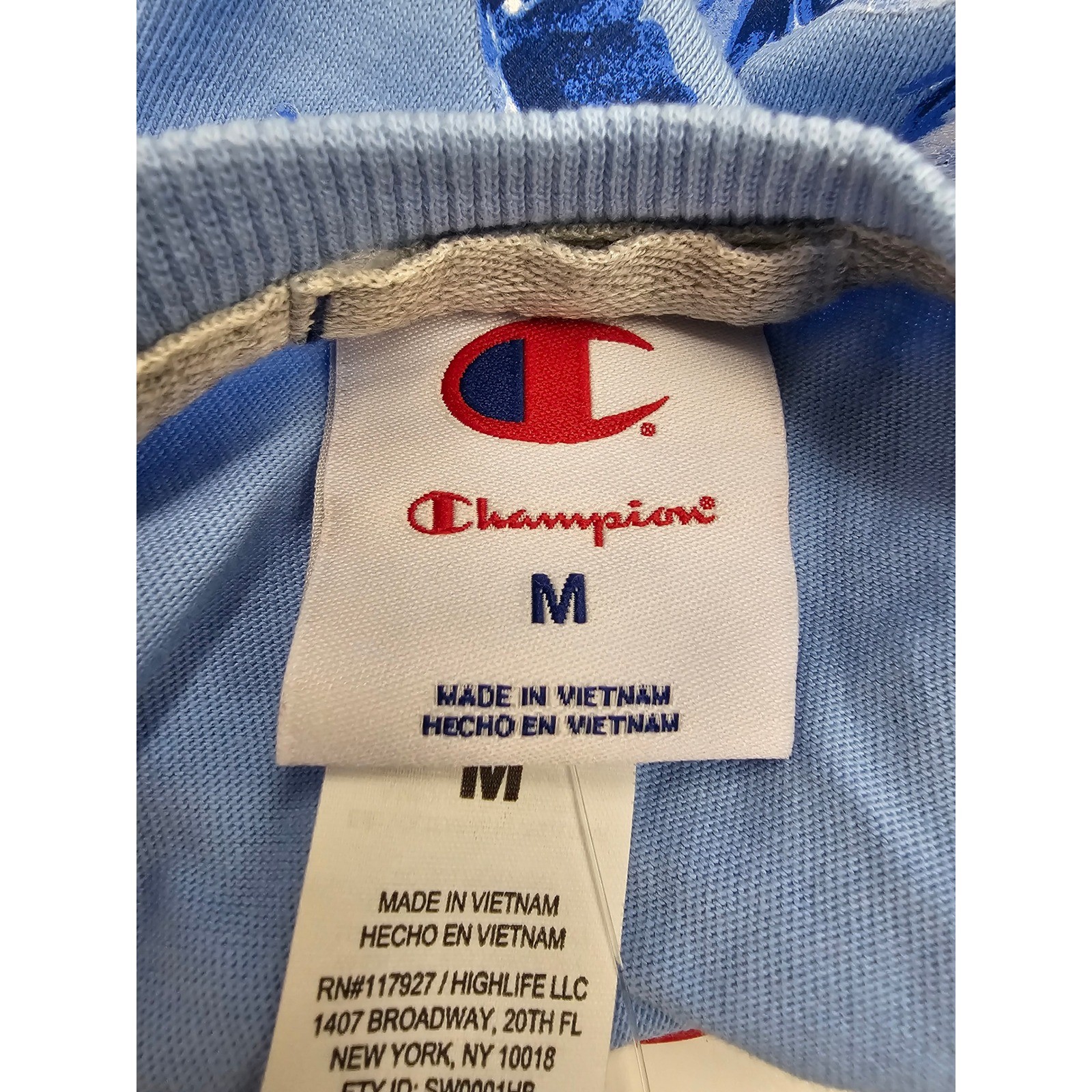 Champion Heritage Womens Blue Palm Tree Graphic Cropped T-Shirt CPW261TS39 M