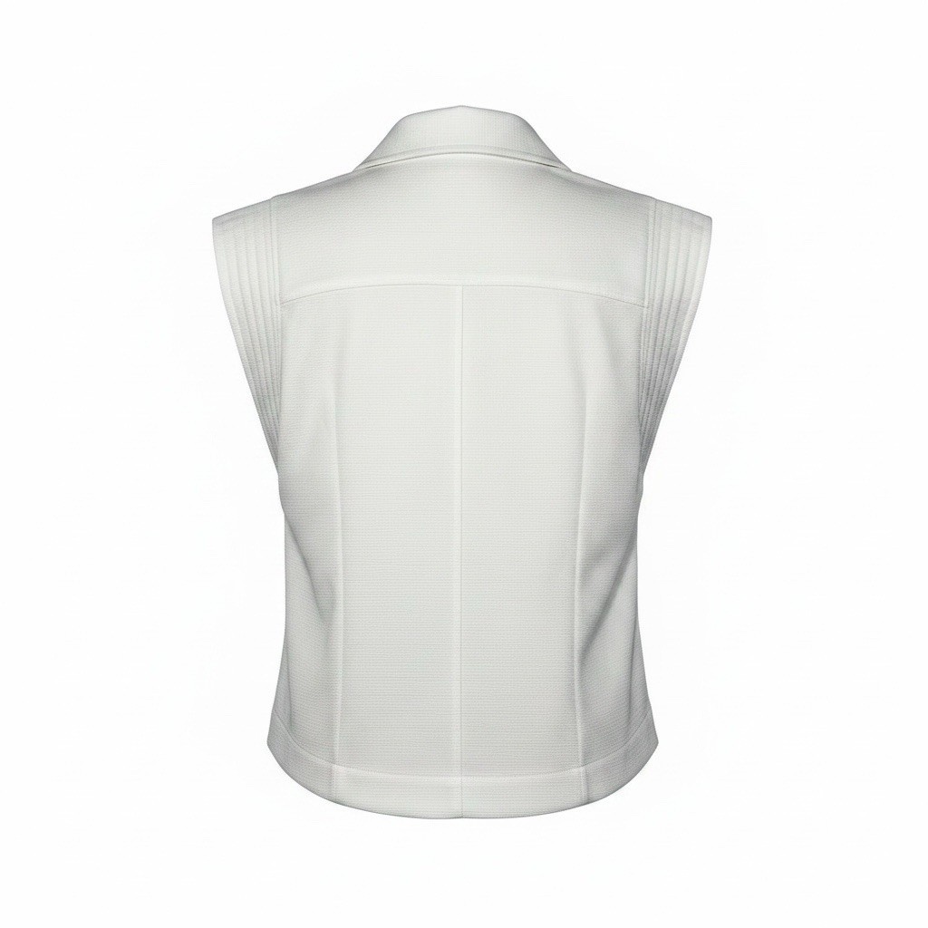 Rachel Roy White Solid Knit Sleeveless Collared Button-Up Top Women Size Large L