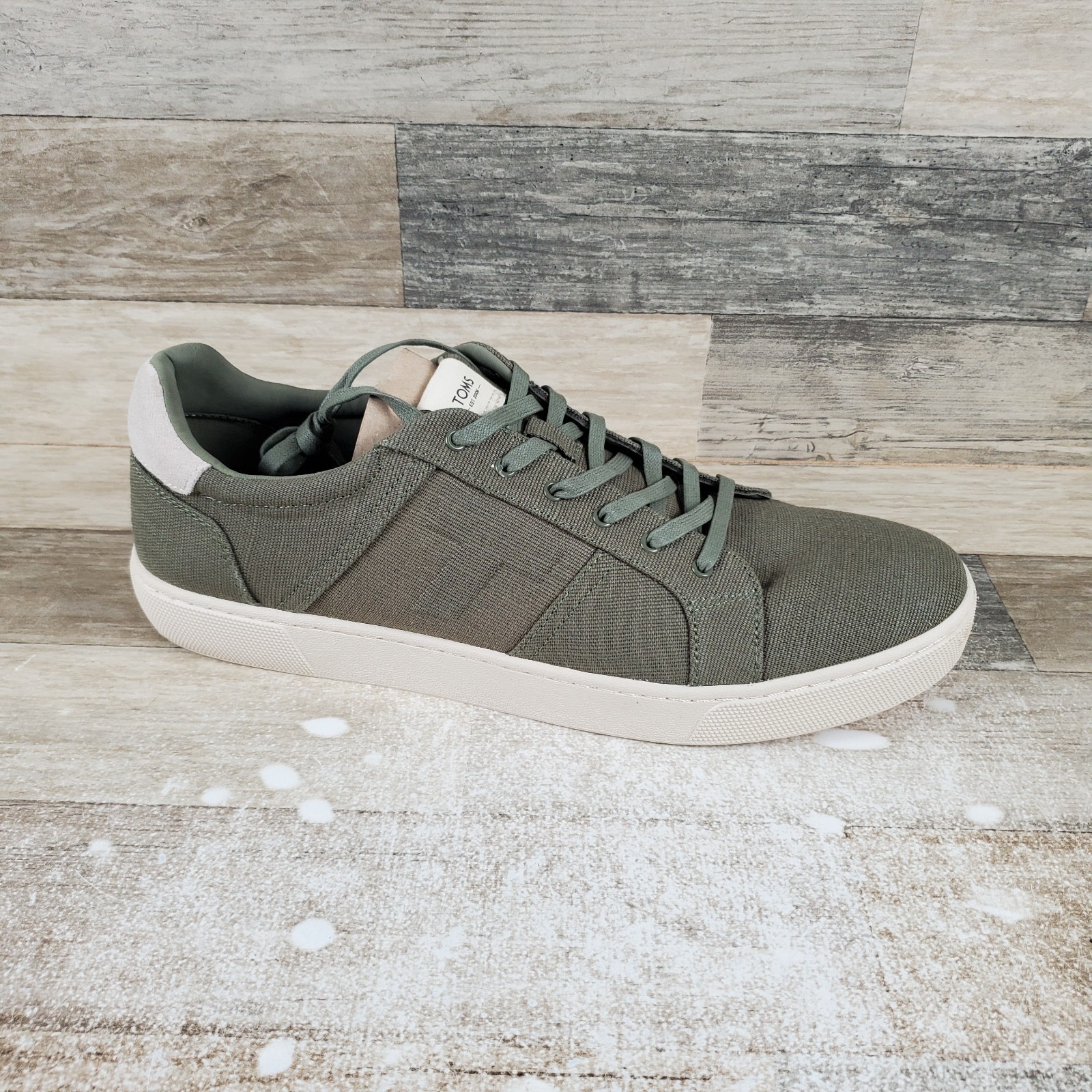 Toms Leandro Men’s Shoes Sz 14 Casual Lichen Green Heritage Canvas Sneakers