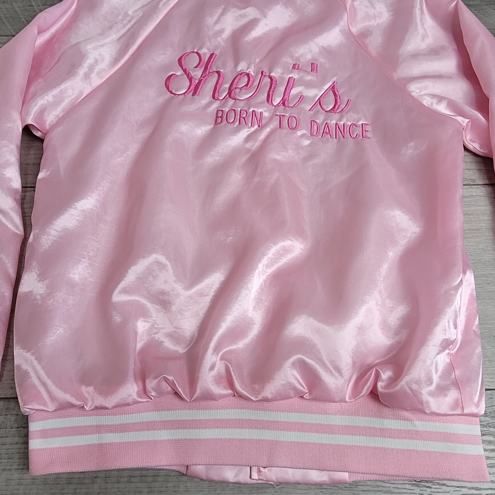HARTWELL Bomber Jacket Womens Small Pink Satin “Sheri’s Born to Dance” (c-video)