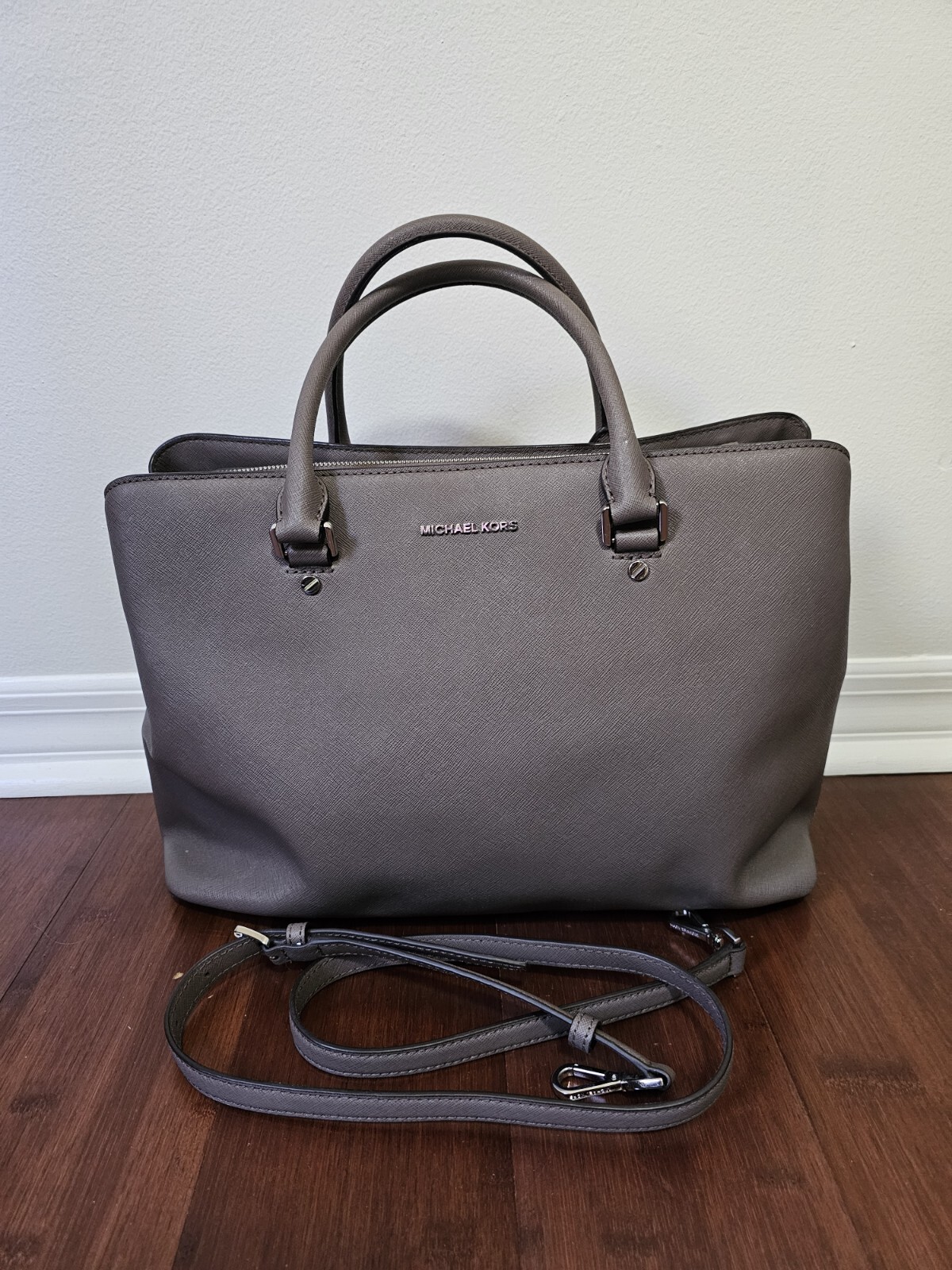 Michael Kors Savannah Medium Saffiano Leather Satchel Cinder Color/Used