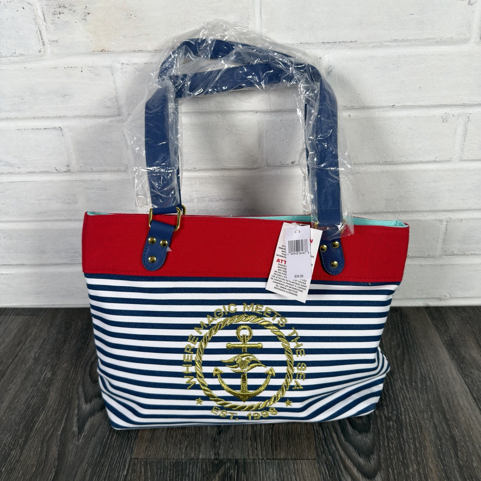 Disney Cruise Line DCL Where Magic Meets the Sea Nautical Stripe Beach Tote Bag