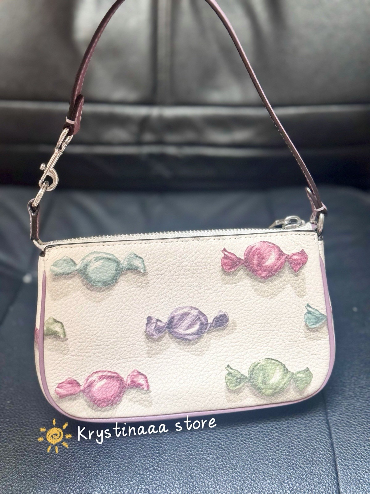 COACH Nolita 19 With Candy Print Coated Canvas & Leather Bag CDC26 Chalk/Jasmine