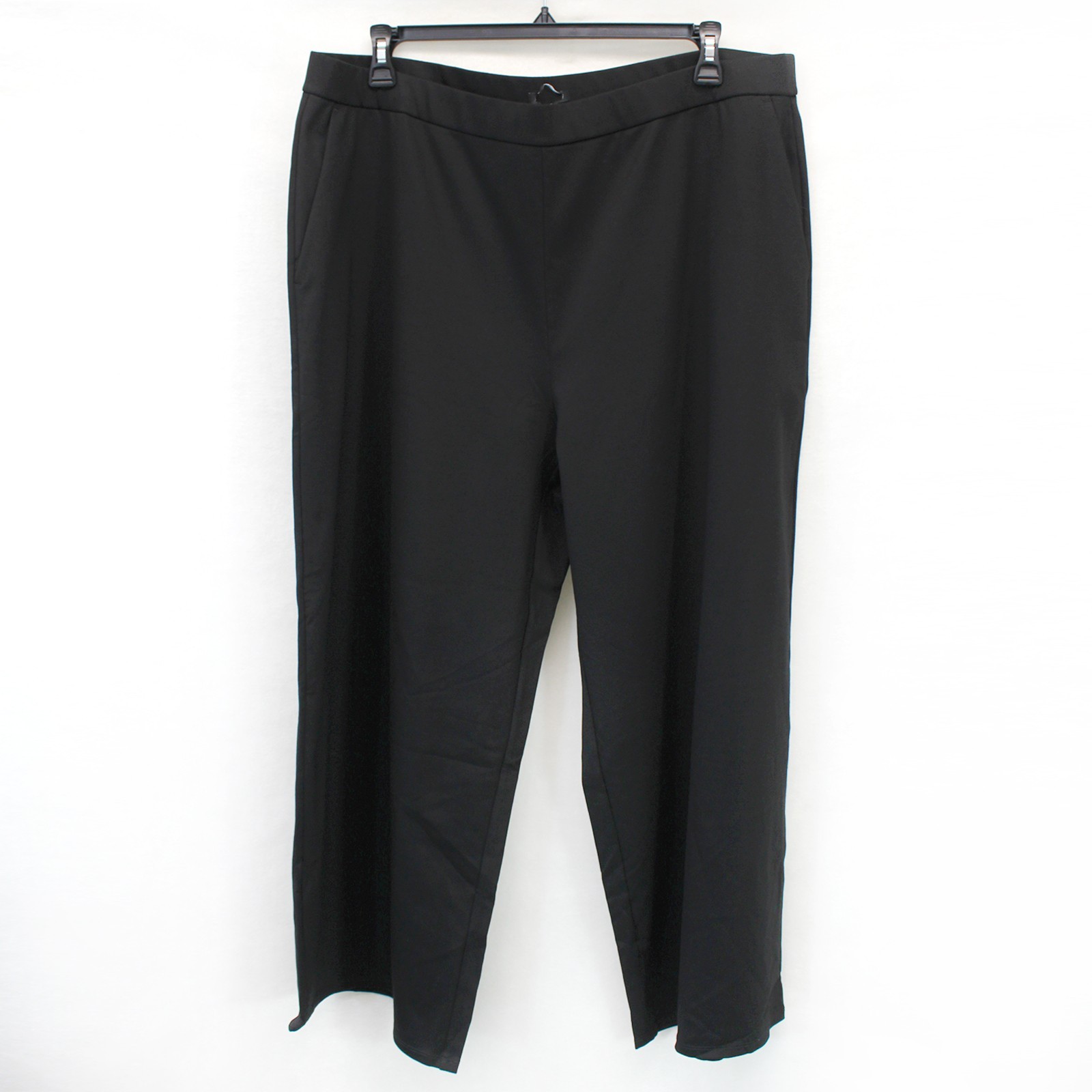 Eileen Fisher Plus Black Washable Flex Ponte Wide-Leg Pant Easy Fit Ankle 1X