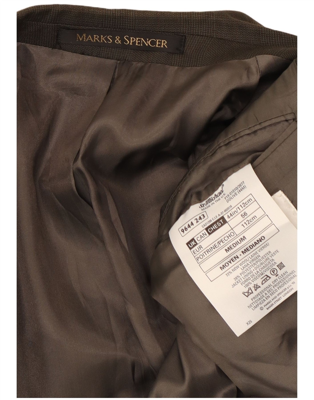 Marks & Spencer Mens Double Breasted Blazer Jacket UK 44 XL Green Check DP07