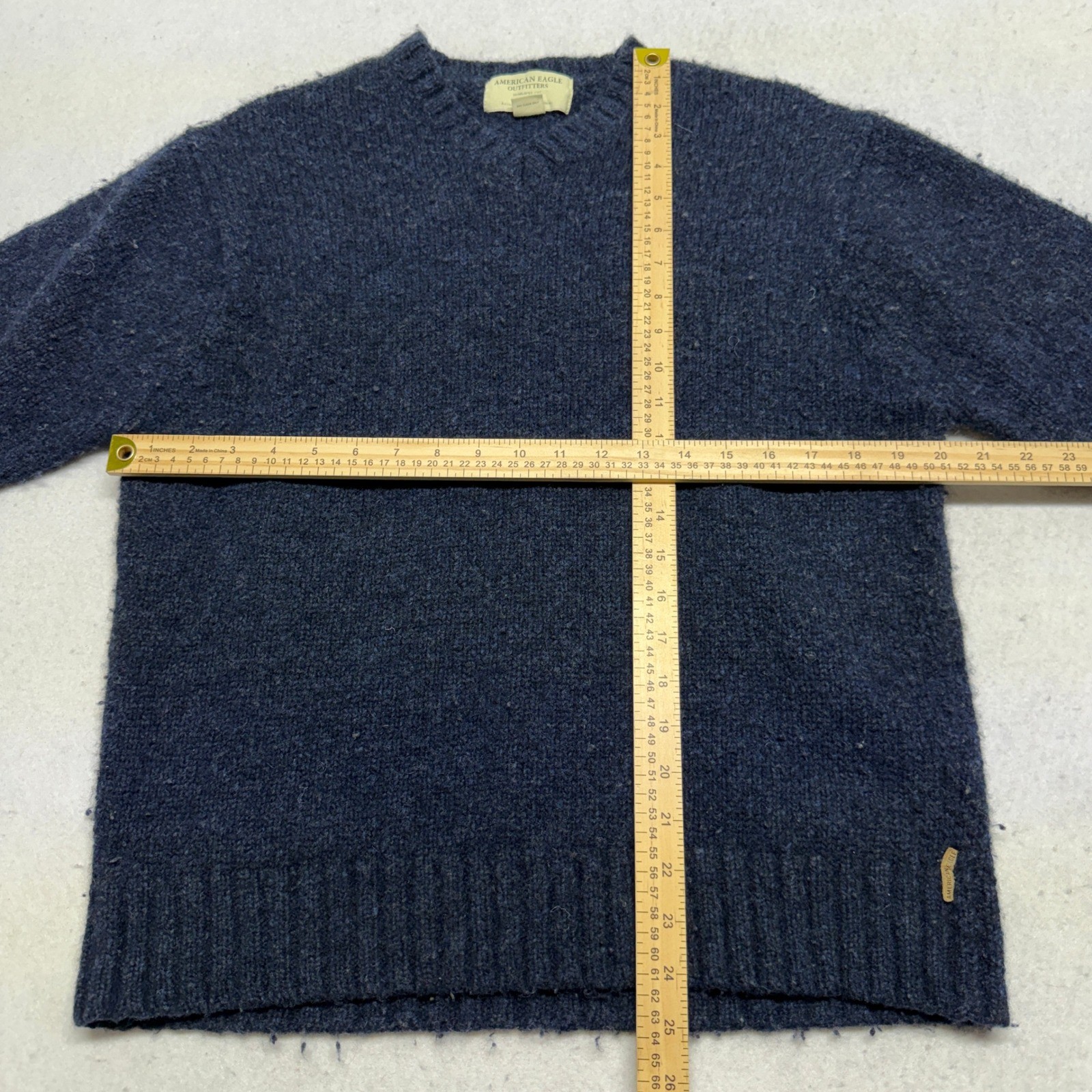 Vintage American Eagle Outfitters Wool Blend V-Neck Sweater Navy Blue XL