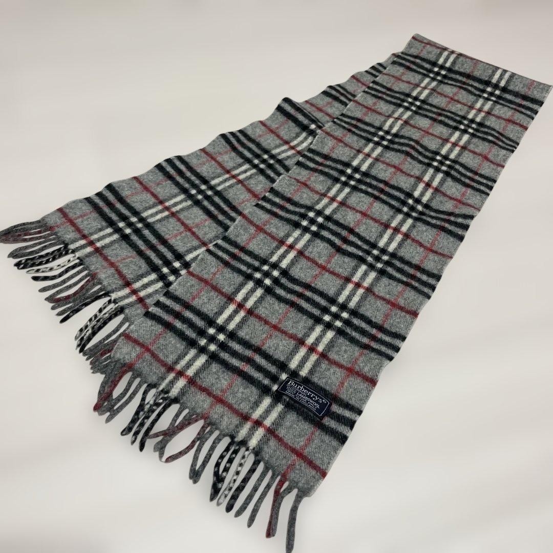 Vintage Burberry Wool Scarf Nova Check Gray 138x22cm/54.33×8.66in japan