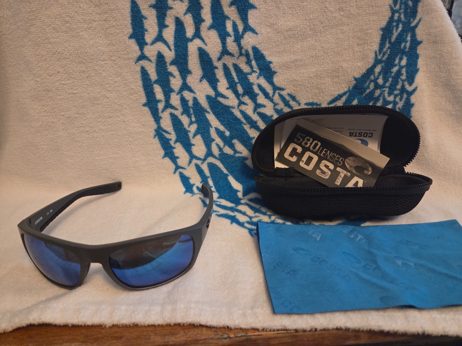 🕶️ Costa Del Mar Tico Sunglasses – Gray Frame / Blue Mirror 580P Polarized Lens