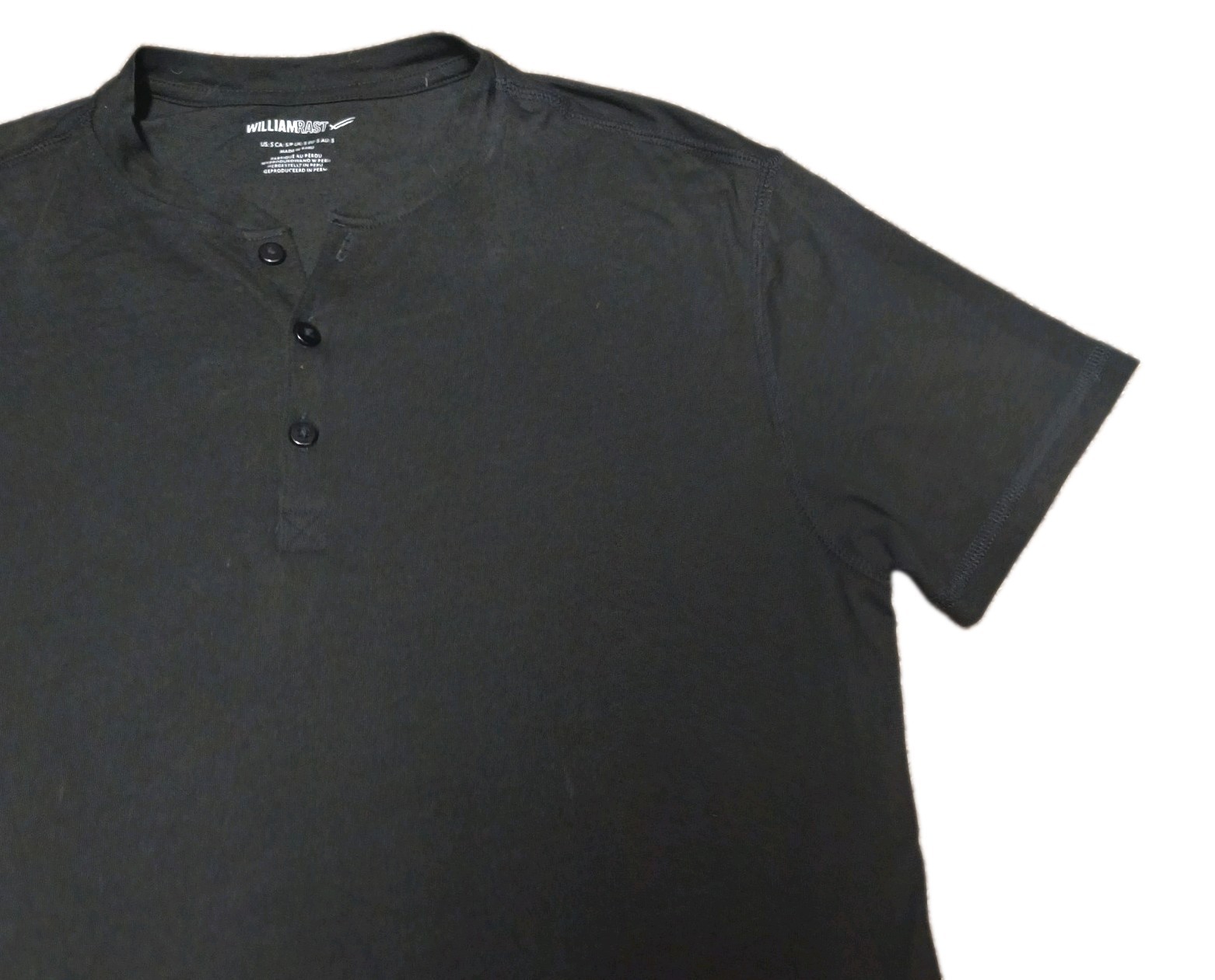 William Rast Mens Polo Black Short Sleeve Knit Button Down Size Small S