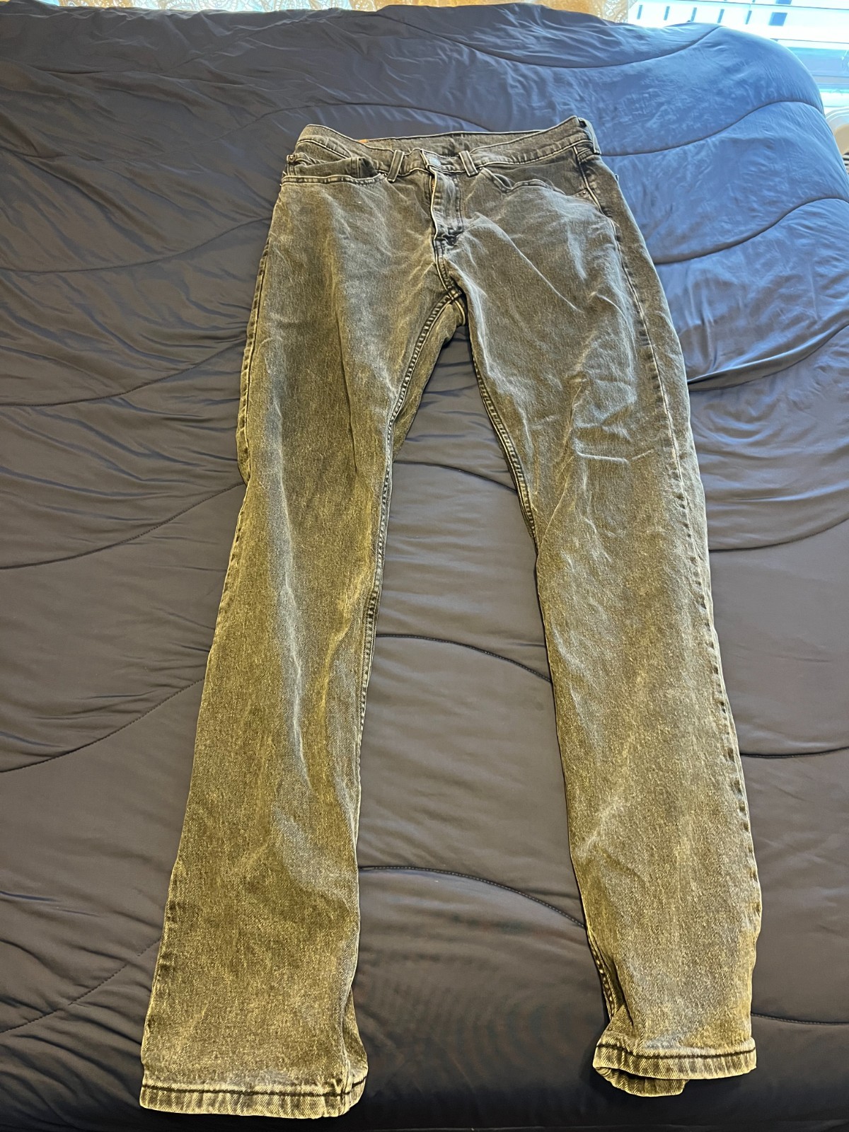 Levis 505 Jeans Mens 32×34 Gray Denim Regular Fit Straight Light Charcoal Wash