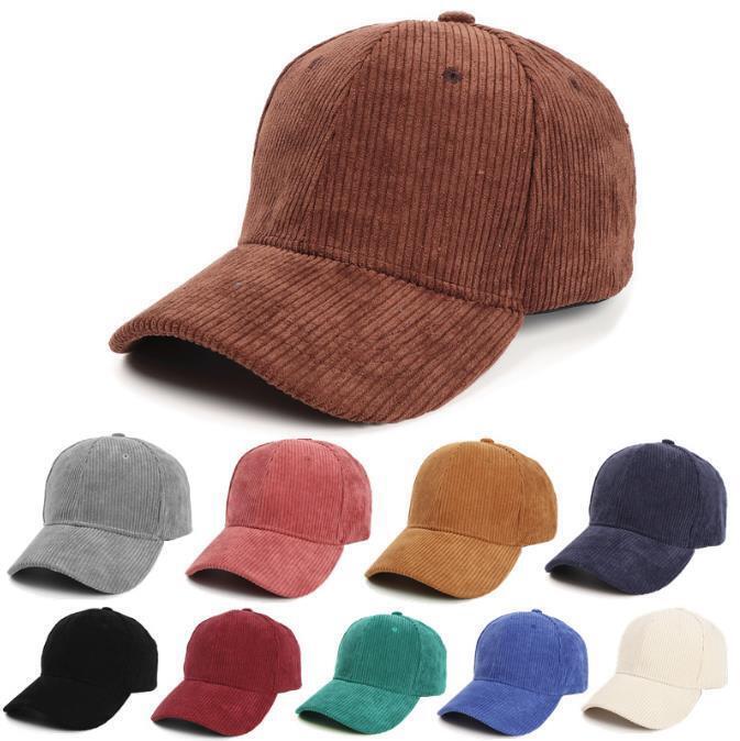 Corduroy Baseball Cap Cord Hat Adjustable Curved Visor Blank Solid Plain Unisex