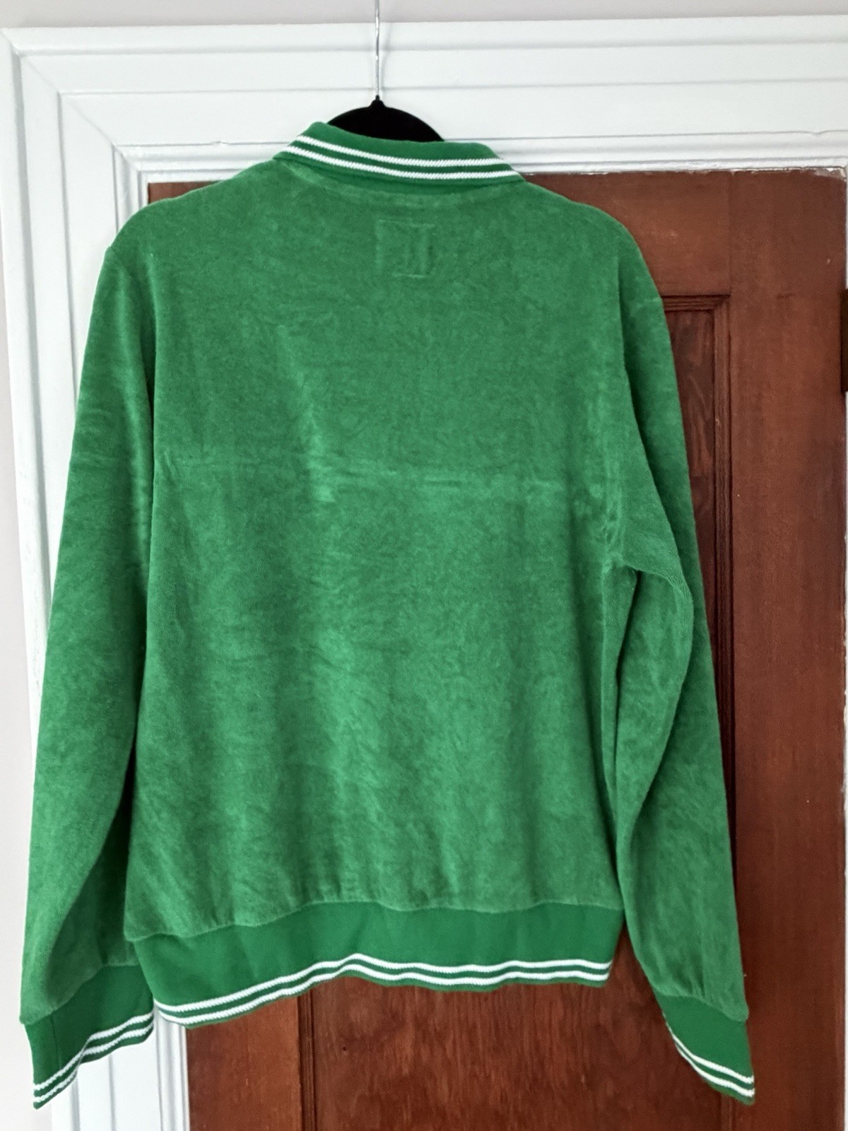 Todd Snyder x Champion Velour/Terry Cloth Long Sleeve Polo Shirt Medium Green